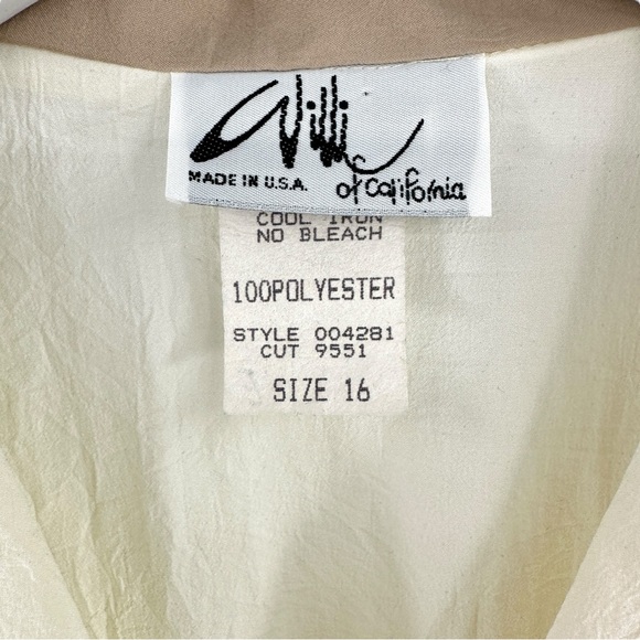 Designer Vintage Willi of California Cream Black Short Sleeve Midi Maxi Dress - Picture 5 of 6